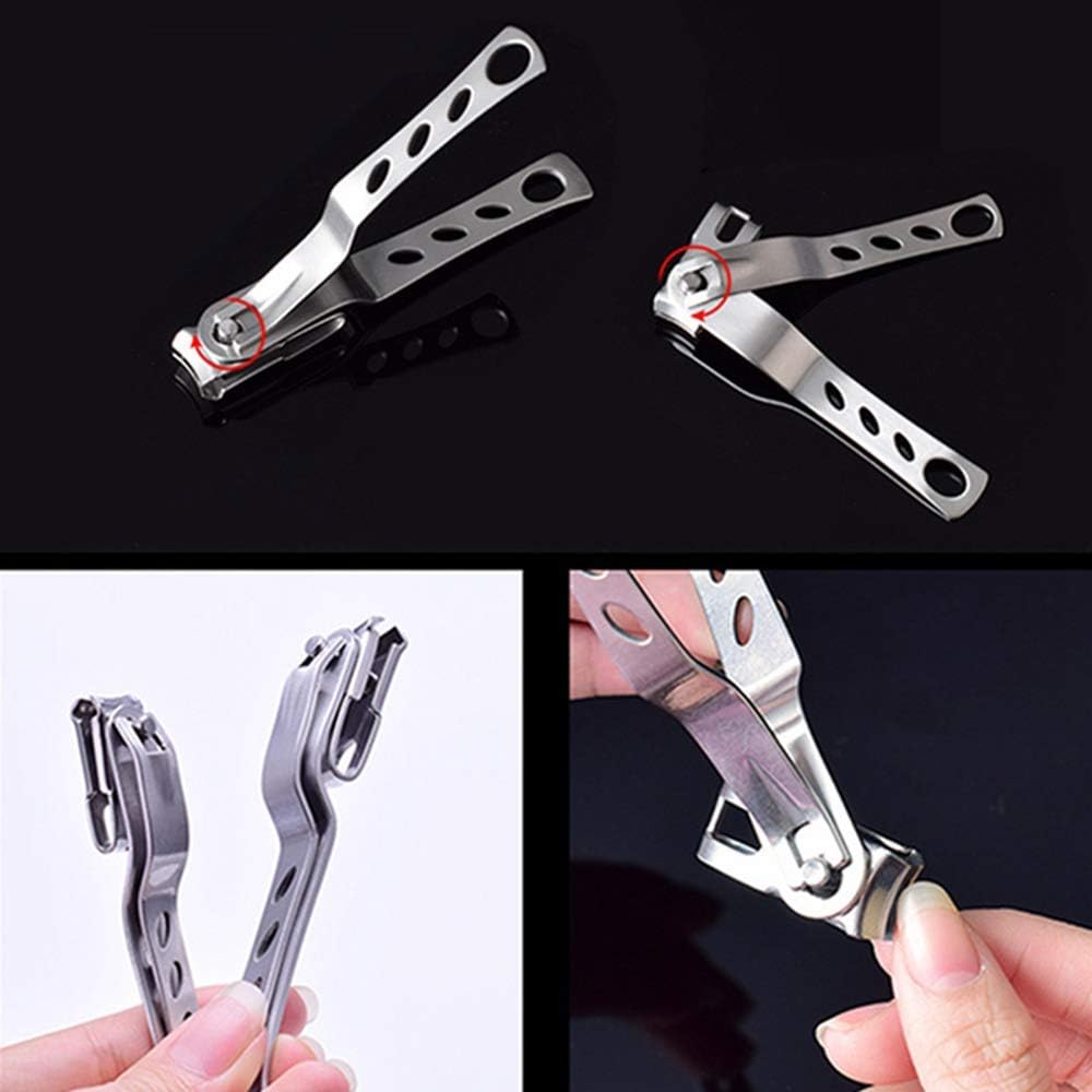 Nail Clippers with 360-Degree Rotating Head Long Handle, Stainless Steel Fingernails and Toenails Cutter 3pcs