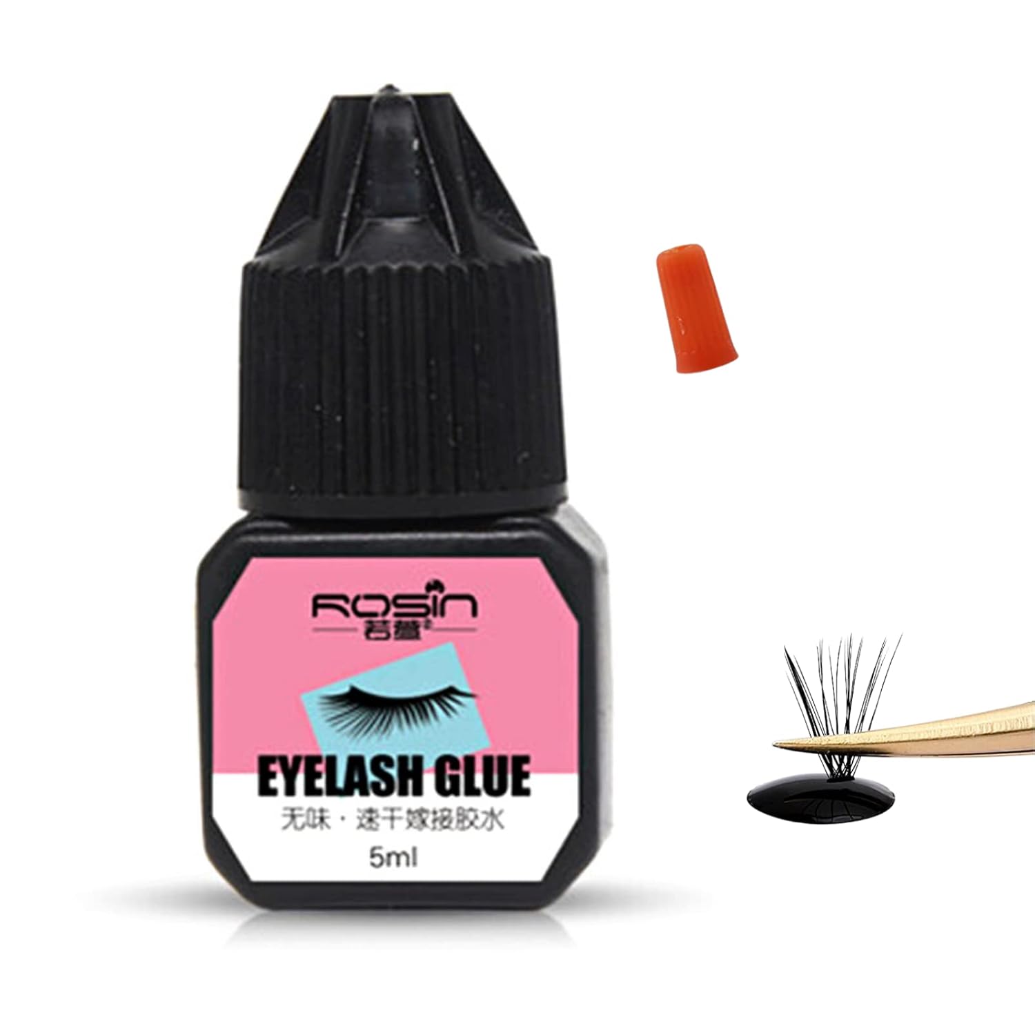 Tongyend Individual Lash Glue, Black Eyelash Clusters Bond Latex Free Waterproof Eyelash Glue Lash Adhesive Express Drying Strong Bonding Long Lasting No Irritaiton for DIY Lash Extensions, 5ML